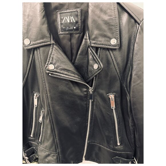 Zara Leather Biker Jacket [Size: Large] - Picture 4 of 5